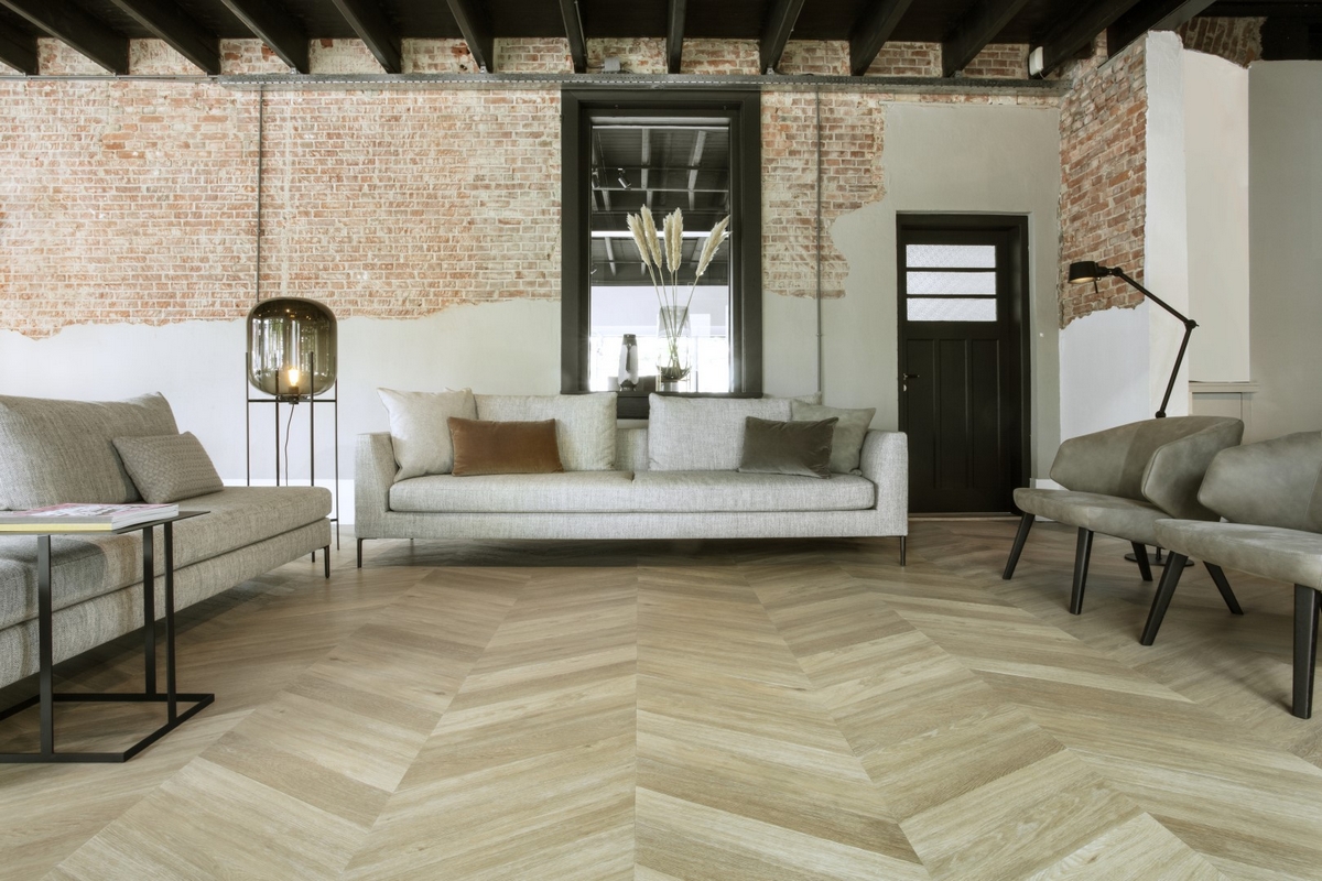 licht eiken hongaarse punt pvc sfeer