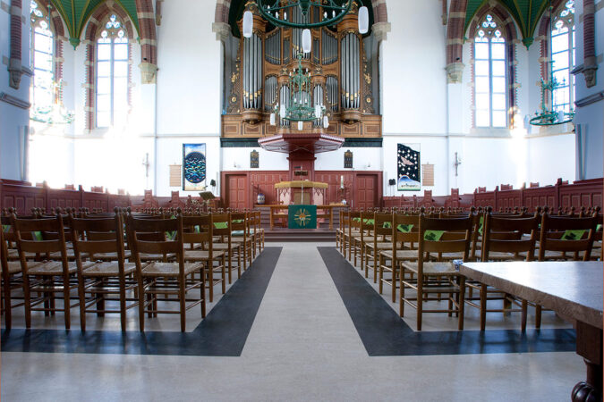 Linoleum vloer bij een kerk in Schagen