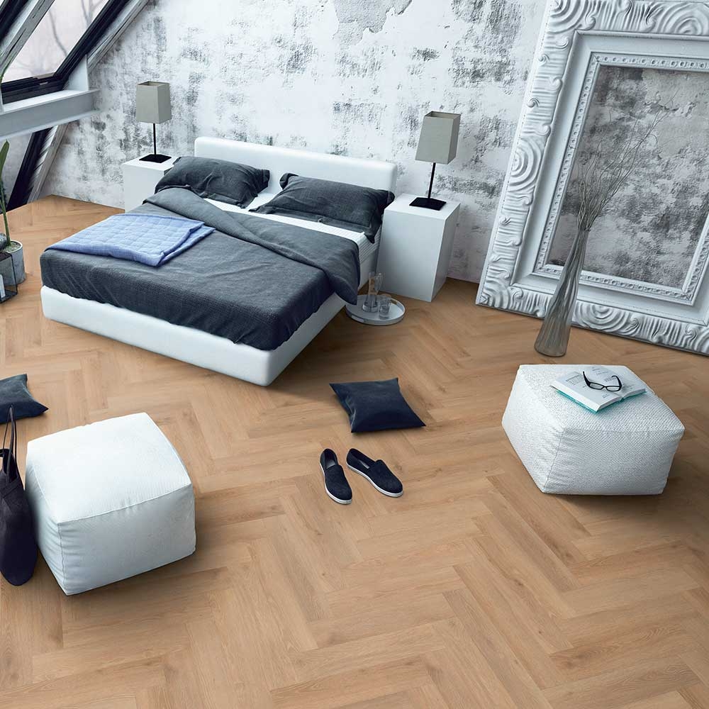 naturel eiken visgraat pvc sfeer