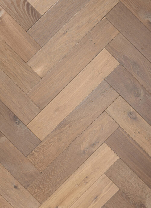 Bovenaanzicht bruine visgraat houten vloer luzy